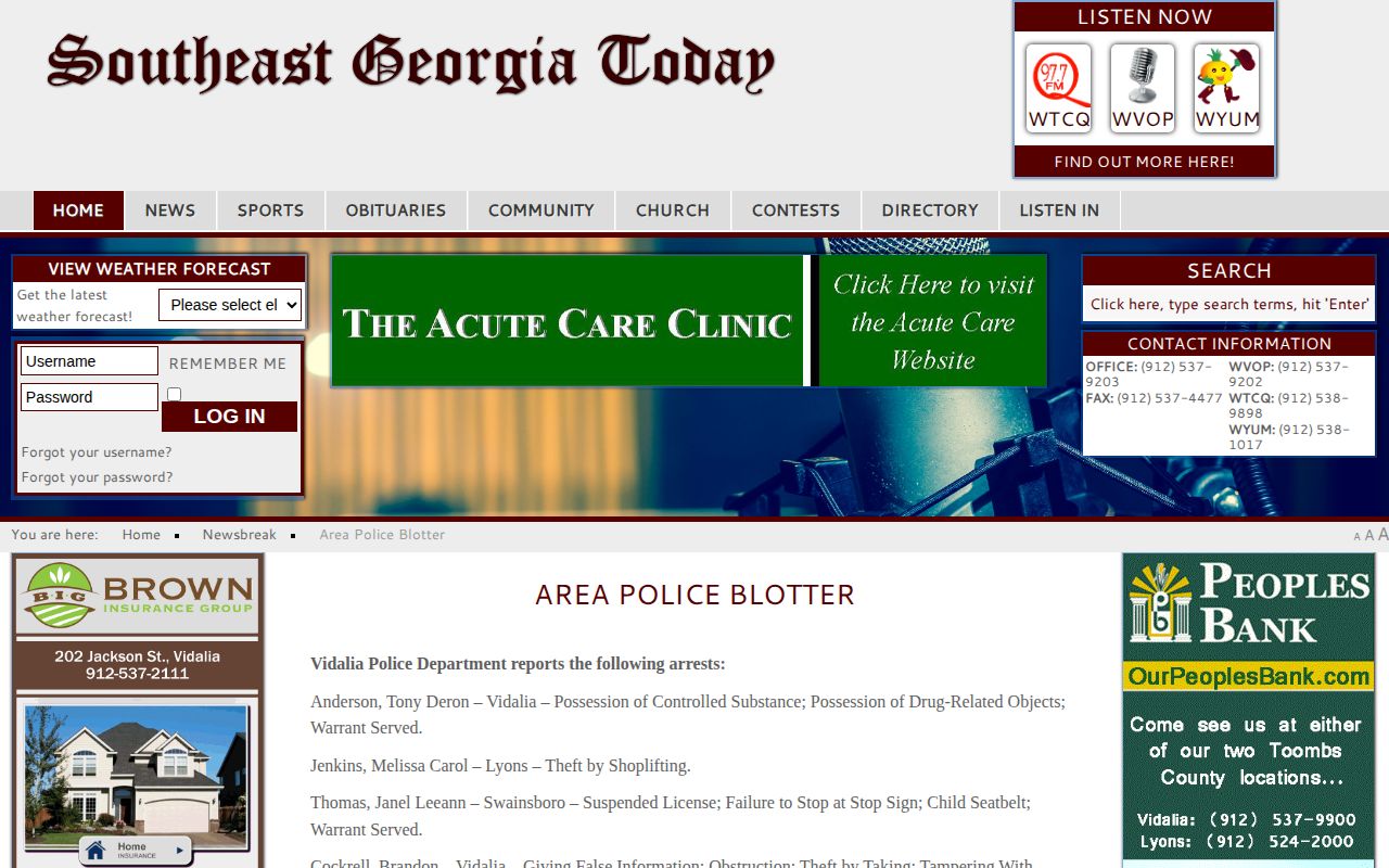 SoutheastGeorgiaToday Candler County text police blotter