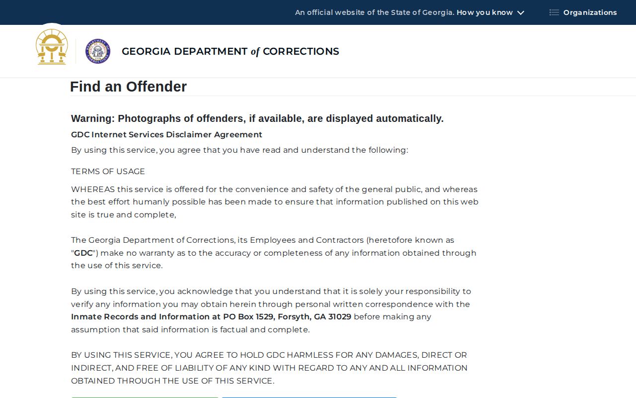 Georgia Department of Corrections offender search for state-sentenced records connected to Candler County